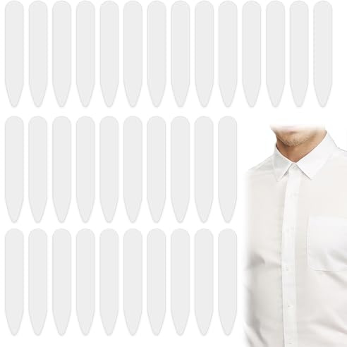 Jeffdad 60 Stück Kragenstäbchen für Herrenhemden, 5.5×1cm Kragenverstärker Hemdhalter Herren für einen perfekten Sitz des Hemdkragens Plastik Stäbchen für Vater Ehemann Geschenk