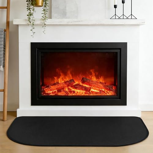 Feuerfeste Unterlage, 100x50x0.2cm Funkenschutzplatte für Kaminofen mit verstärkter Dicke, Robuste Kaminmatte als Bodenblech, Zum Schutz des Bodens vor Funken und Hitze, Schwarz