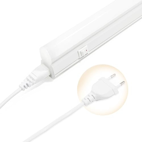 Qsmile Lot de 1 Réglette LED 60 cm avec Interrupteur 4000K Blanc Neutre