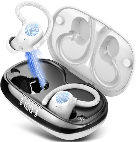 Tukio 2026 Neue Bluetooth 5.4 Kopfhörer Sport, Kopfhörer Kabellos Sport In Ear Headphones mit 4 ENC Mic, 80 Std Kabellose Kopfhörer Tiefer Bass, Noise Cancelling Earbuds mit LED-Anzeige, Weiß