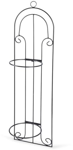 Darthome Garden Scroll Double Plant Pot Holder 19x70cm Wall Mounted Black Metal Flowerpot Decor