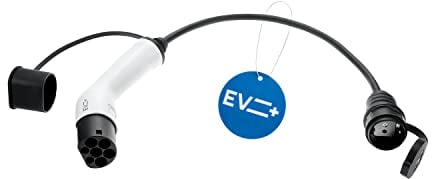 EV + Adapter für Elektrofahrzeug Ladekabel - Typ 2 IEC 62196 auf Schuko Stecker Ladegerätadapter - 1-Phase 16A (3,6 kW) Schwarz/Weiß-Steckverbinder IP44…