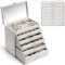 Vlando Schmuckkasten Schmuckschatulle Schmuckkästchen-Groß Schmuckbox-Damen, mit 6 Ebenen Schubladen aus Faux Leder für Ohrringe Ketten Schmuck Organizers Weiß