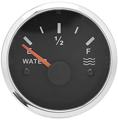 12V/24V Water Level Gauge Meter Indicator, 52mm Stainless Steel Water Level Meter Boat Water Tank Level Indicator Gauge with Backlight