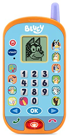 VTech Bluey Ring Ring Learning Phone, Official Bluey Toy, Interactive Role Play Phone, Toy Phone With Voice Activation, Games & Numbers, Educational Gift Children Ages 3, 4+ Years, English Version
