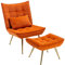 chairus Samt Loungesessel Relaxsessel mit Hocker Modern Polsterstuhl Fernsehsessel mit Lendenkissen Lesesessel für Wohnzimmer Balkon (Orange)