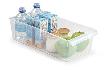 CABLEPELADO - Organizador Varios para frigorifico de plastico - Caja organizacion - Almacenamiento Bebidas - Cocina - Despensa - Armario - Bodega - Color Transparente