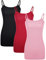WILLBOND Basic-Tanktops für Damen, lang, verstellbare Spaghettiträger, Miederoberteil, 3 Stück, X-Groß