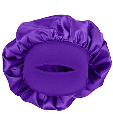 MELTU 1 Pack Hair Bonnet for Sleeping, Satin Bonnet with Wide Elastic Band, Silk Hair Wrap for Sleeping, Soft Sleep Cap(Purple)