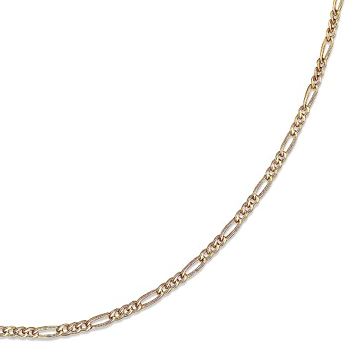 Generisch Echtgold 8 kt 333 Gold Goldkette Figarokette Halskette Kette Collier Schmuck verschiedene Breiten und Längen (Länge 45 cm Breite 2,6 mm)