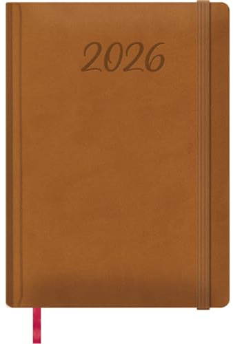 Dohe - Agenda 2026 - Wochenansicht Vertikal, Große Größe (17x24 cm), Hardcover, 12 Monate Januar bis Dezember, Jahresplaner auf Spanisch mit Lesezeichen - Manaos Braun