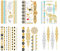 Fenglin-joy Tatouages Temporaires, 6 Feuilles de Doré Temporaires Tattoos Étanche Faux Tatouages Pour l'art corporel, les tatouages festifs sur les bras, la poitrine, les pattes arrière