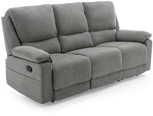 More4Homes SYDNEY FABRIC MANUAL RECLINER SOFA (Grey, 3 Seater)