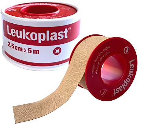 Leukoplast Tape 2,5 cm x 5 m - Pflaster Rolle Fixierpflaster Rolle mit Schutzring - Sensitiv mit starker Klebekraft - Ideales Verbandspflaster - Für Praxis, Klinik, Hausapotheke