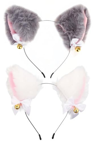UYRVAPE 2pcs Serre Tete Oreille De Chat, Bandeau Oreilles De Renard Cat, Cosplay Serre TêTe Chat, Bandeau Avec Cloches Et Pour Enfants Et Adultes Pour Jeux De RôLe AniméS, Accessoires De Photographie