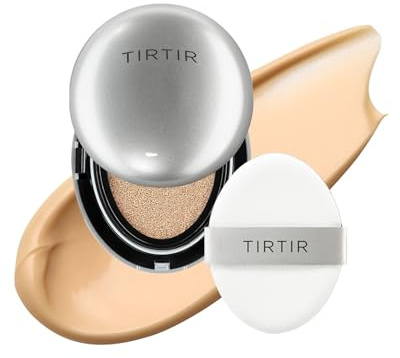 [*Mini Size*] TIRTIR Mask Fit Aura Glow Silver Cushion Foundation | Semi-glow Finish, Natural Coverage, Moisturizing, Lightweight, Korean cushion foundation (#24N Latte, Mini Size, 0.15 Fl Oz)