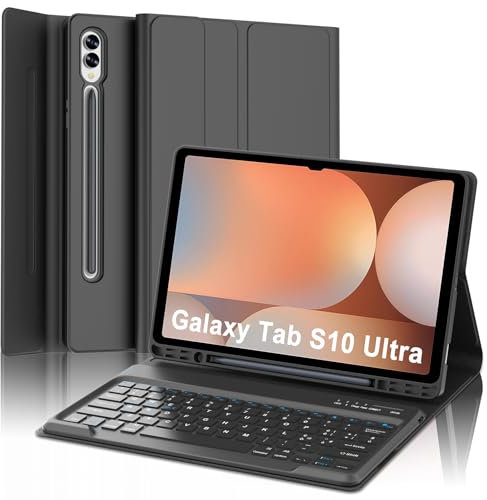 WAVATA Tastiera per Samsung Galaxy Tab S10 Ultra/S9 Ultra/S8 Ultra 14.6, Custodia Tastiera per Samsung Tab S10 Ultra/S9 Ultra Tastiera Italiano QWERTY Magnetica Bluetooth Rimovibile, Nero