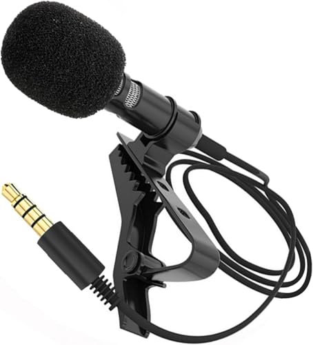 Lavalier Microphone, Mini Clip-on Lapel Microphone Omnidirectional Condenser Mic with 3.5mm Jack For PC, Laptop and all Types of Smartphones
