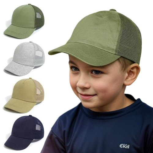 YANWANG Baby Baseballkappe Atmungsaktiv Einstellbare Kleinkind Sonnenhut Dinosaurier Solide Farbe Mützen für Kinder Jungen Mädchen(Green,M)