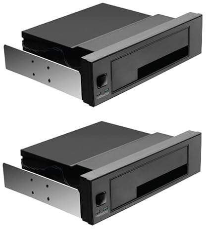 MVOSJFIE 2X 5.25 Inch Internal Tray-Less Bay SATA III Hard Drive Backplane Enclosure Hot Swap Mobile Rack for 2.5/3.5 Inch HDD