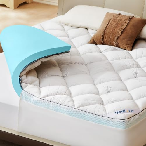 BEDLORE Surmatelas 160x200 cm en Mousse à Mémoire de Forme Gel Confort | sur Matelas 2 Personne Respirant, Grand Bonnet Extensible Jusqu’à 40 cm, Lavable en Machine, Blanc