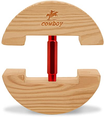 Civière à chapeau réglable et colorée de Cowboy®, petite taille 16,5 cm à 24,1 cm, grande taille 19 cm à 27 cm, Bois dense, Red, Small