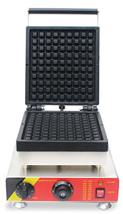 CGOLDENWALL NP-782 Gofrera Comercial Máquina de Gofre de Forma de Gofre de Belga con Placa Antiadherente de Acero Inoxidable de Rectángulo con Control de Termostato Digital 1500W Comericial 110V/220V
