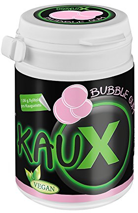 kauX Xylitol Zahnpflege-Kaugummi ohne Aspartam, Bubble Gum (60g=40 Stück pro Dose)