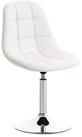 CLP Lounger Emil mit Kunstlederbezug, Esszimmerstuhl mit gestepptem Sitz, Drehstuhl mit Trompetenfuß in Chromoptik, Farbe:weiß