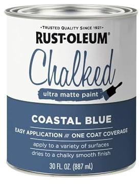 Rust-Oleum Coastal Blue Chalked All-in-One Ultra Matte Paint | One Coat Coverage | No Primer, Sanding, Or Topcoat Needed | Easy Clean Up | Made in USA | 30 OZ
