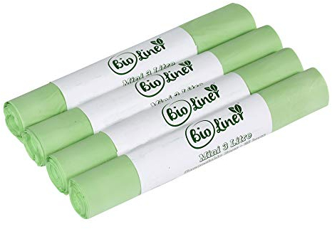 Mini 3L Compostable Caddy Bags - 100 liners - Kitchen Worktop Compost Food Waste Bin Liners for EN13432