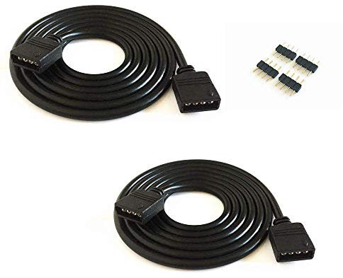 2 pcs/pack black 5M 16.4ft 4 Color RGB Extension Cable LED Strip Connector Extension Cable Cord Wire 4 Pin LED Connector for SMD 5050 3528 2835 RGB LED Light Strip ,rgb wire,rgb extension cable