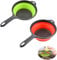 Lot de 2 passoires pliables en silicone avec poignées, économiseur d'espace pour égoutter les pâtes, les légumes (vert et rouge)