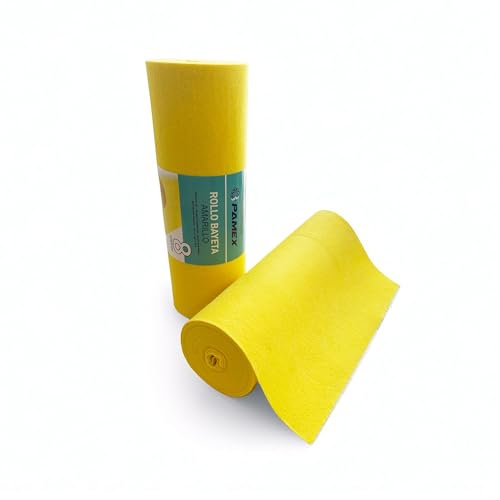 PAMEX Rollo De Paño De Microfibra 20 Unidades Precortadas Trapos Reutilizables Sin Pelusas para Hogar Cocina Coche 38 X40 Cm 8 Metros Amarillo (1)