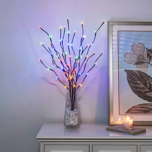 Vanthylit 3PK Twig Lights 76cm Decorative LED Twigs with 60 Multi-Colour LEDs Waterproof Pathway Branch Lights Mains Powered for Indoor Outdoor Home Party Festival Valentine's Day Decoration