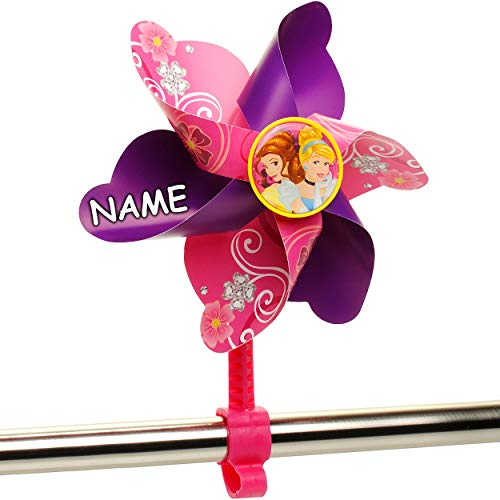 alles-meine.de GmbH kleines Windrad/z.B. als - Fahrradwindrad - Princess - Prinzessin - inkl. Name - mit Befestigung für Lenker - Fahrrad Kinder - Mädchen Jungen - Fahrradwind..