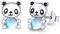 Panda Ohrringe 925 Sterling Silber Regenbogen Mondstein Ohrringe Panda Ohrstecker für Mädchen Hypoallergene Ohrringe für Kinder