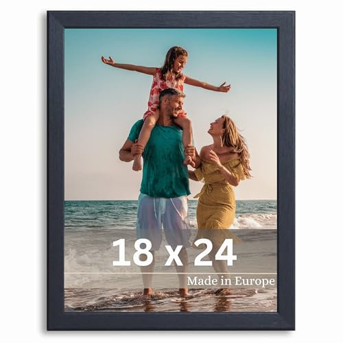 VictoR Bilderrahmen Klee 18x24 cm in Schwarz - moderner schlichter Fotorahmen Holz 18x24 - Bilderrahmen Schwarz 18x24