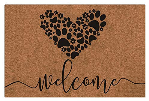 Plancholo Welcome Heart Entrance Mats | Embossed Front Door Mats | Indoor and Outdoor Entrance Rugs, Front Doors- 31.5 x 19.7 Inch Brown