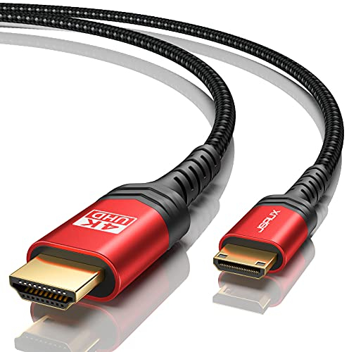 JSAUX Mini HDMI a HDMI Cable 3M, de alta velocidad 4K 60Hz HDMI 2.0 Cord, Compatible con la cámara, videocámara, Tablet y gráficos/tarjeta de vídeo, ordenador portátil, Raspberry Pi Zero W - Gris