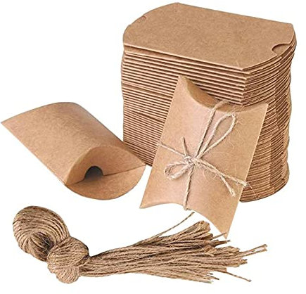 100 Stück Jahrgang Kraft Papier Geschenkbox, Kraftpapier Tüten Geschenkbox, Klein Geschenkschachtel Kraftpapier, Vintage Geschenkkarton Klein, Kraft Papier Geschenk Box für Weihnachten, Süßigkeiten