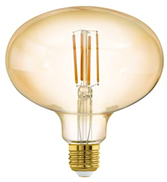 EGLO E27 LED Lampe dimmbar, große Amber Vintage Glühbirne Mid Size, Leuchtmittel für Retro Beleuchtung, 4,5 Watt (entspricht 40 Watt), 470 Lumen, warmweiß, 2200k, Edison Birne, R140, Ø 14 cm