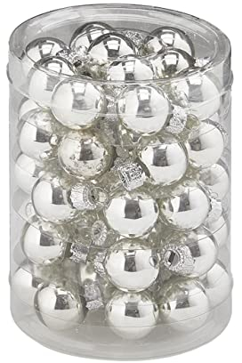 Magie di Natale Glaskugeln für Weihnachtsbaum, gespiegelter Anhänger einfarbig (Ø 2 cm, Silber, 50)