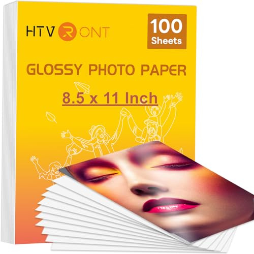HTVRONT Glossy Photo Paper for Printer 8.5 x 11, 100 Sheets