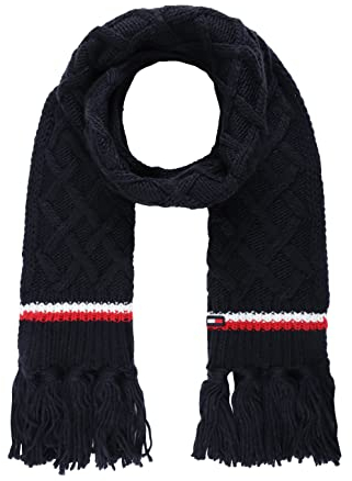 Tommy Hilfiger Damen Lattice Cable with Stripes Scarf Schal, Wüste, Einheitsgröße
