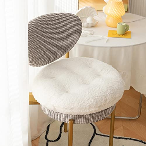 Verdicktes Plüsch Sitzkissen,Lammfellkissen Warmes Kissen Stuhl Hocker erhöht für Yoga Office Home Cafe Stuhl Meditation, 14 * 14 inch(35 * 35cm),rund Off-White