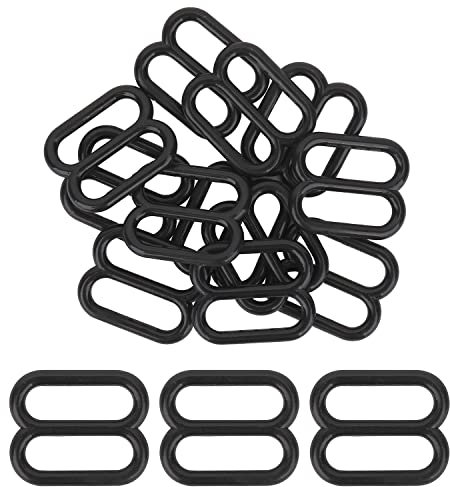 KAM 10pcs Plastic Bra Strap Adjuster Buckles Tri-Glide Slider Buckle Bra Strap Hooks Adjustable Fasteners Lingerie Slider Hook Clasp for Swimsuit, Tops, Nightgowns, DIY Garment Accessory, 10mm, Black
