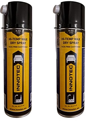 2 Stück Innotec Hi-Temp Wax Spray Unterboden und Hohlraumschutz Fettspray Schwarz - Next Level Konservierung für Automotive & Industrie - Keine Anhaftung von Schmutz und Staub - 500ml Spraydose