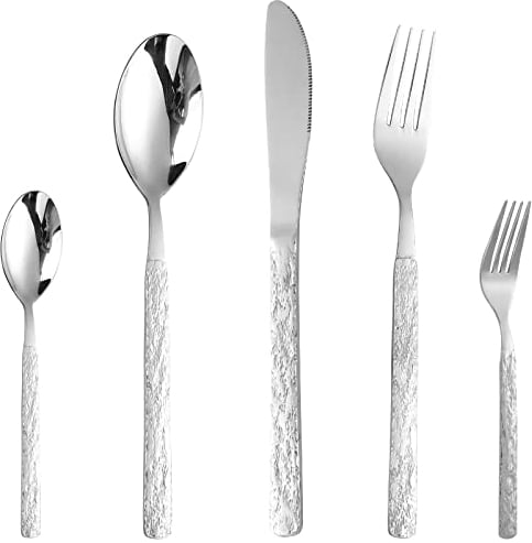 CAOPAOTI Juego de cubiertos completas para 12 personas, Set cuberteria acero inoxidable de 60 piezas, Cubierto con cuchillo, tenedor y cuchara, Diseño modernos, Apto para lavavajillas