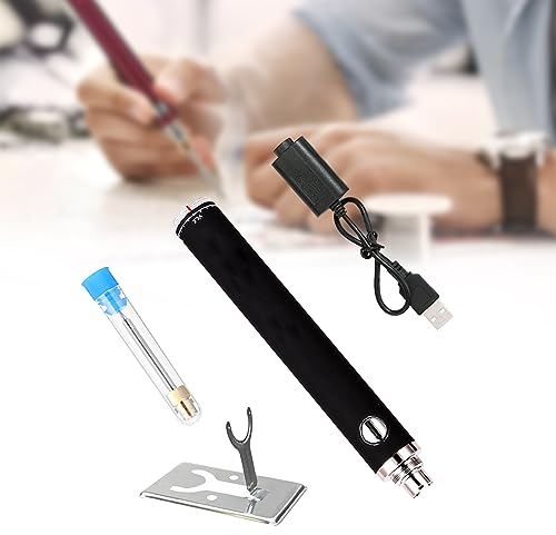 Akku-Lötkolben,Lötset Lötkolben Set,Elektronik Soldering kit,USB-Lötkolben mit Schwamm Pinzette,Mini-Stift mit Zinn-Lötkolben mit Metallhalterung für verschiedene Reparaturen,wiederaufladbar(Black)